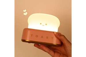TREMDWOTO Cute Toast Lamp Bread Night Light Rechargeable, Portable Kids Toast Nightlight Adjustable Brightness Bedside Night Lamp Cute Room Decor for Teens Girls Christmas Gifts