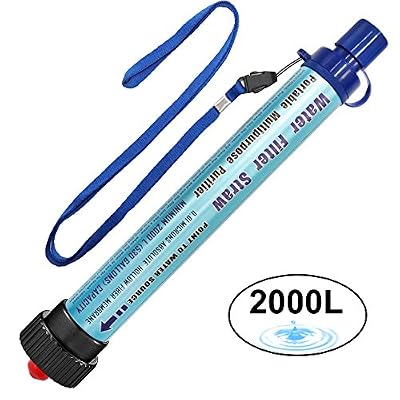 DeFe Filtre à eau DeFe Personal 2000L Système de Filtration d'Eau Élimine 99,9% des Bactéries Filtre à 0,01 Microns pour la Randonnée Backpacking Alpinisme Camping Survie et Préparation des Urgence (Bleu)