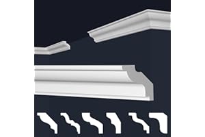 MARBET DESIGN Modanature per soffitti Marbet in polistirolo XPS - Modanature in stucco di alta qualità, leggere e robuste, dal design moderno - (2 metri E-22-80x80mm) modanatura