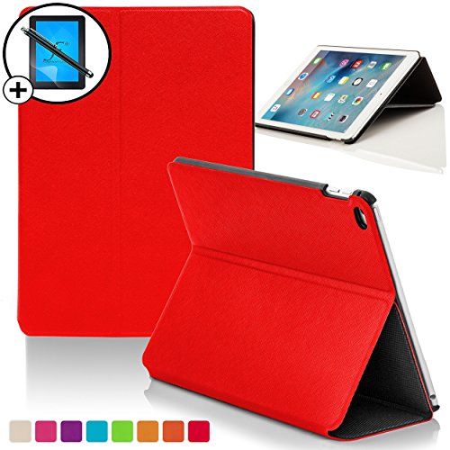 Forefront Cases Leder-Schutzhülle (mit Ständer, mit magnetischer automatischer Sleep-/Wake-Funktion für black_p 4 iPad 3 rot rot iPad Mini 4