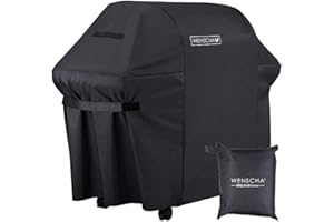 Wenscha 60 Inch BBQ Covers, 600D Heavy Duty Premium Barbecue Cover for Most Brands Gas Grills, Fully Waterproof BBQ Cover, Sunshine& Fade & Rip Resistant Large BBQ Grill Cover,60x30x48 Inches -Black