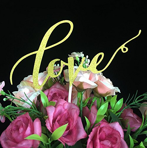 Love Tortenverzierung Gold/Silber Hochzeit Verlobung Jahrestag Party SWIRLY / GOLD - 8