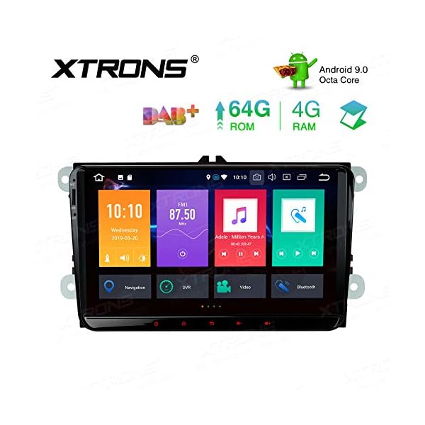 XTRONS 9" 4GB RAM 64GB ROM Android Autoradio Octa Core mit Touchscreen Android 9.0 Autostereo unterstützt 4G WiFi Bluetooth DAB OBD2 CAR Auto Play TPMS Musik Streaming FÜR VW/SEAT/Skoda
