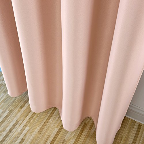 TwinkleR 2er-Set Gardine Vorhang blickdicht , Verdunkelungsvorhang Thermovorhang mit Ösen , schwere Ösenschal Verdunkelungsgardine (Rosa) - 4