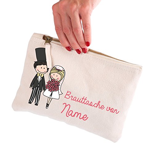 Privattasche Brauttasche für wichtige Dingen die man bei der Hochzeit braucht mit Namen der Braut