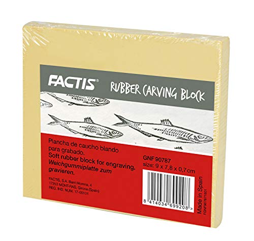 Factis 0173090787 Rubber Carving Block, Pieghevole e Morbida Piastra di Stampa, Riutilizzabile, Ideale per Belli progetti ad Alta Pressione, ca. 9 x 7,8 x 0,7 cm, Multicolore