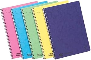 Clairefontaine 3154Z - Pack of 10 Notemakers Europa Spiral Notebooks - A4 21x29.7 cm - 120 Detachable Ruled Pages - White Paper 90 g - Glossy Card Covers - Random Colors