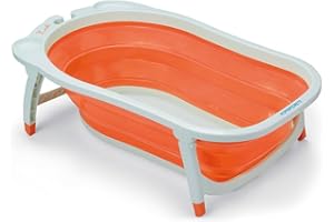 Foppapedretti Vaschetta da bagno Pieghevole Soffietto, Morbida, Comoda e Pratica, per bambini dalla nascita fino a 15 kg, Arancione