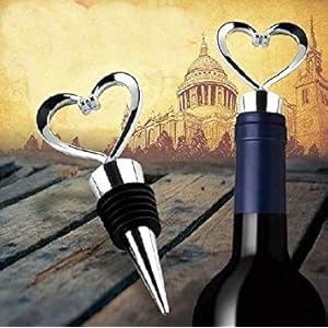 Lovelyou Stainless Steel Love Design Heart Shape Wine and Beverage Bottle Stoppers (Set of 10)