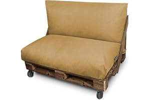 HAPPERS Cojín para Palets Toldotex Impermeable Mostaza Set: Asiento 120x80x20 (Liso) + Respaldo 120x45x20 (Liso)
