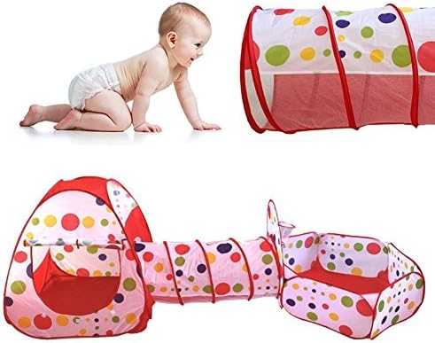 Play House Tent Tunnel, Indoor/Outdoor Play Tunnel and Play Tent Cubby-Tube-Teepee 3 In 1 Playground for Children Baby Kids Toys (Balls not included)