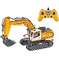 JOY JESTURE RC Excavator, 1:18 Scale Remote Control Dump Truck, 2.4GHz 11 Channel RC Construction Truck, Engineering Vehicles Educational Toys with Smoke &Light and Music for Kids, Boys and Girls