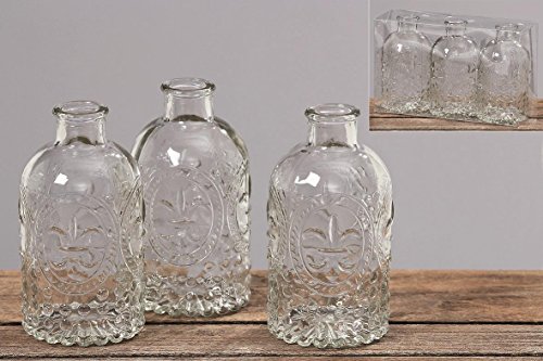 3 Stück, vintage-Stil, gehämmert, Glas klar Blume Vasen/Tischdekoration - 3