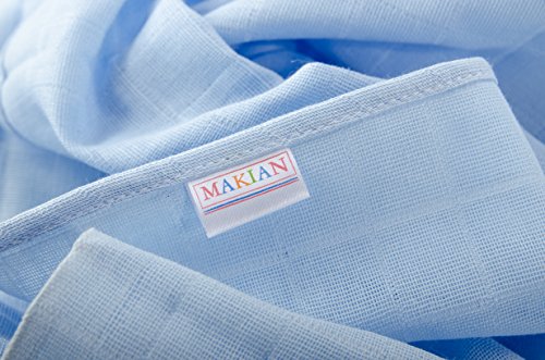 Mulltücher / Mullwindeln / Spucktücher, 5 Stück, 70 x 70 cm – blau bunt, doppelt gewebt, verstärkter Rand, Öko-Tex Standard 100, Maschinenwäsche bis 60° C - 2