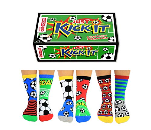 United Oddsocks - Box 6 Oddsocks For Boys Kick It, Multicoloured, UK 12-6, EUR 30.5-39, US 13.5-7