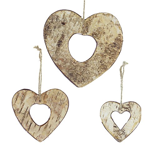 Deko-Hänger "Herz", natur im 3er Set