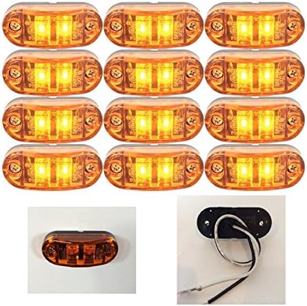 12v LED Amber Side Marker Light Front Rear Indicator Lamp for Truck Trailer RV 12V/24V (12)