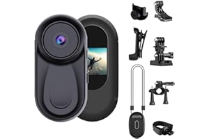 OBEST Thumb Action Camera 1080P, Mini Body Camera Bike Motorcycle Helmet POV HD Portable Not Waterproof 360° Camera 120° Wide Angle for Cycling, Running Daily Vlog, Outdoor Sports (No SD Card)