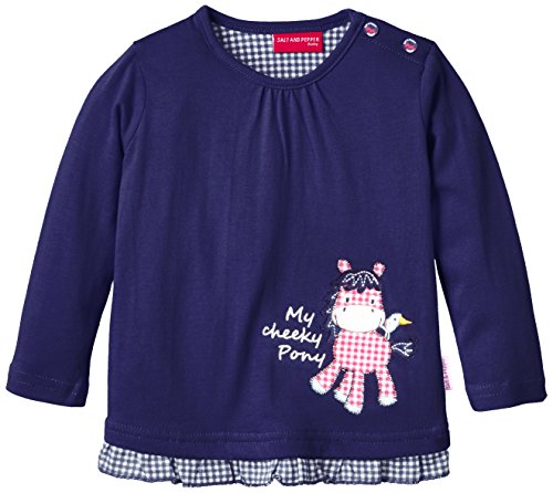 SALT AND PEPPER Baby Girls B Longsleeve my Pony uni Plain Crew Neck Long Sleeve Long Sleeve Top, Blue (navy Blue 450), 6-9 Months (Manufacturer size: 74)