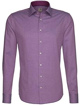 Seidensticker Herren Langarm Hemd Schwarze Rose Slim Fit lila / weiß strukturiert mit Patch 229125.45