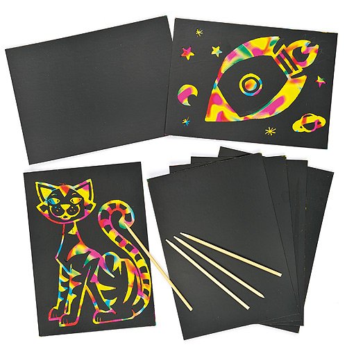 Kratzbilder - Blätter - scratch art - Regenbogenfarbe - für Kratzkunstbilder - toll als Geschenk - 8 Stück