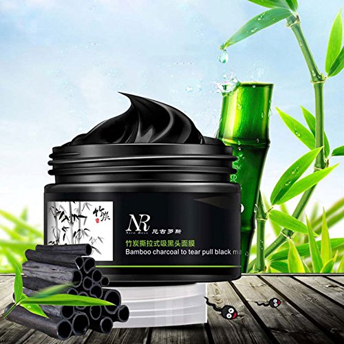 KOBWA Gesichtsmaske Schwarz, Black Head Maske, Bamboo Charcoal Mitesser Entfernen Maske, Mitesser Entferner Tiefenreinigung Peel Off Maske Bambuskohle Schlamm-Gesichtsmaske(100g)