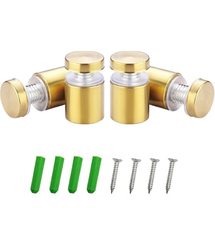 PATIKIL 12-Pack M4x0.7 Standoff Screws With Spacers – Gold Carbon Steel, 12mm, For Acrylic Signs & Mirrors