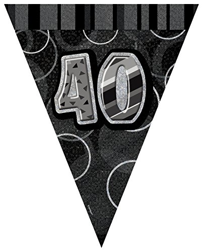 9ft Foil Glitz Black 40th Birthday Bunting Flags