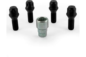 H&R B1452801KEY4 4 Hjullåsbultar med Adapter, M14 x 1.50 mm x 28 mm