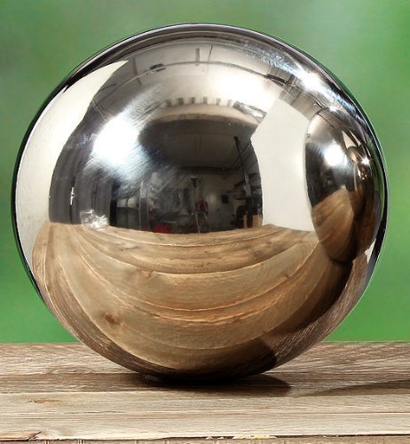 GENIALE GARTENKUGEL 'GALAXY' EDELSTAHL 27cm SILBER KUGEL SCHWIMMKUGEL METALL DEKOKUGEL