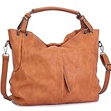 kleine henkeltasche nylon  WISHESGEM Handtaschen Damen Taschen Hobo Umhängetaschen Schultertaschen Handtaschen PU-Leder Henkeltaschen Modernes 36cm(L)*16cm(W)*30cm(H) Braun