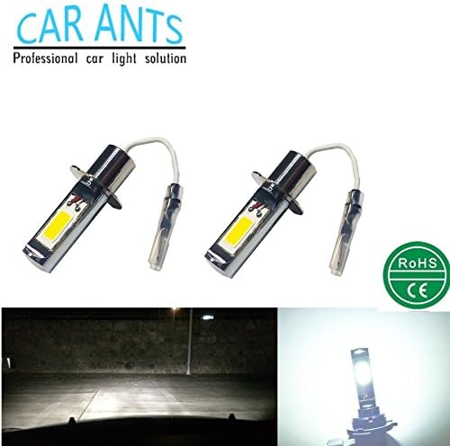Car Ants Auto Parts Extremely Bright COB Chips H3, 30W 1400LM LED Fog Light Bulbs, Plug-n-Play Cool White Color(pack of 2) (H3)