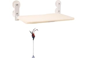 Naedien Cat Bed Window, Cat Hammock with Suction Cup Cat Window Mat, Cat Seat Cat Window Perch, Pet Bed Hammock for Indoor Cats Large Cats (45 X 30cm) Beige Gray