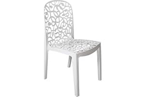 SHAF SP Berner - Pack de 6 Sillas Flora - Apilables, Ergonómicas y Resistentes - Diseño Decorativo en Respaldo - Uso Interior y Exterior - Fabricadas en España con Plástico Reciclado - Blanco