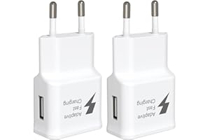 HECHOBO Samsung15W Chargeur Rapide Prise USB [2-Pack] pour Samsung Galaxy S22, S21, S20, S10, S10e, S9, S8, S7, S6, Edge/Plus/Active/A13/A14/A53 5G/Note 5/8/9/10/20 et autres appareils de charge rapide(Blanc)
