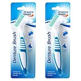2pk Denture Toothbrush | Denture Cleaner with Multi-Layered Soft Bristles and Dual Angled Brush Heads by Pristine Gleam