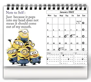 Accuprints Minions 2022 Calendar for Desk for Planner Office Home Table New Year Kids All Year Students School Gift Girls Room Living Room Planning New Marking Quotes