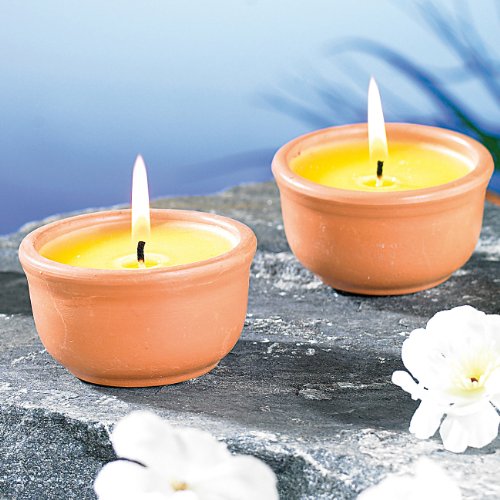 infactory Anti-Mücken-Kerzen in Terrakotta-Schalen, 3er-Pack - 3