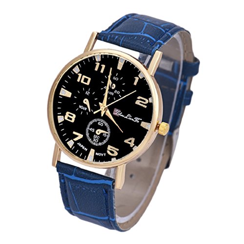 Loveso-Herren Elegant Armbanduhr Mode Unisex-Leder-Band Analog-Quarz-Geschfts-Armbanduhr_Blau Loveso-Herren Elegant Armbanduhr Mode Unisex-Leder-Band Analog-Quarz-Geschfts-Armbanduhr_Blau