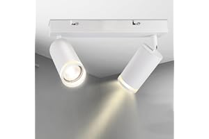 Karyoosi Lampada Faretti da Soffitto LED Orientabili, Faretti da Parete Interno Bianco, 2 Fiamme GU10 Faretti Soffitto, per Soggiorno, Camera da Letto, Cucina, Senza Lampadina GU10, Bianco Opaco