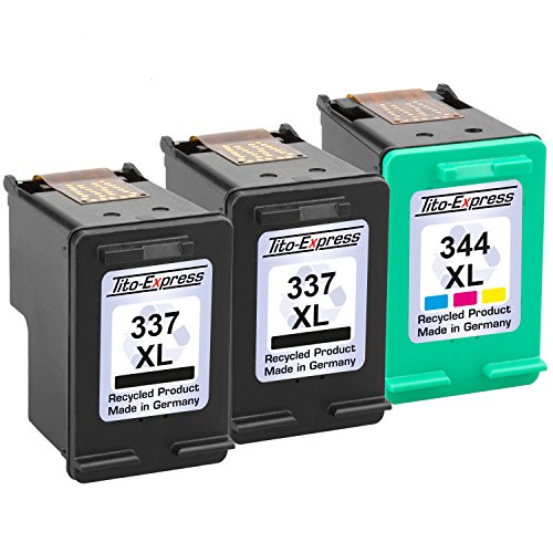 3x Tito-Express PlatinumSerie XXL Tintenpatrone kompatibel zu HP 337 XL & HP 344 XL - 2