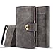 Produktbild Sony Xperia X Compact Hülle, Sony Xperia X Compact Schutzhülle Leder Hülle, Alfort 2 in 1 Retro Ledertasche Design Dual Use Falten Premium PU Leder Tasche Kartenfach Case Cover Flip Mappen Kasten Abdeckung für Sony Xperia X Compact 4.6" Smartphone mit einem Magnetverschluss ( Dunkelgrau )