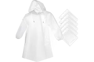 Cosowe Rain Ponchos Disposable for Adults Women, Clear Family Pack Raincoats with Hood Sleeves for Disney Travel