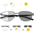Vepiant Photochromic Progressive Multifocus Computer Reading Glasses Spring Hinges Transition UV400 Sunglasses Anti Glare Sun Readers