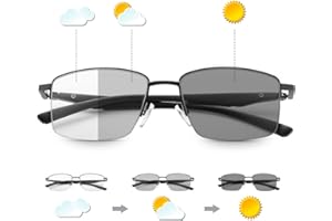 MIRYEA Zawiasy sprężynowe, fotochromowe, progresywne, wieloogniskowe, okulary do czytania, niebieskie światło, blokujące wieloogniskowe okulary komputerowe