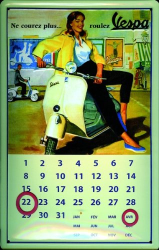 Preisvergleich Produktbild Schild Alu Artdeco Kalender Vespa 300x200mm300x200mm