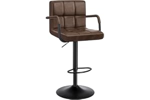 ‎WOLTU WOLTU Stołek barowy, 1-częściowy zestaw, stołek barowy, stołek barowy, stołek bistro, designerski taboret z oparciem, sztuczna skóra o wyglądzie antycznej skóry, z regulacją wysokości, obrotowy