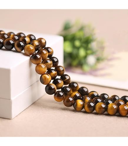 Perline Pietra Naturale Occhio Di Tigre Gialla | Filo Da 38 Cm, Foro 2 Mm, 8 Mm | Gem-Inside | Per Creazione Gioielli Fai Da Te - 5