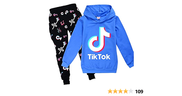 CQiS - Set di pantaloni e felpa con cappuccio, motivo: Tik Tok, per  ragazzi, unisex, 13-14 anni, colore: blu : Amazon.it: Abbigliamento