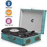 Wockoder Retro Bluetooth Vinyl Plattenspieler Koffer...